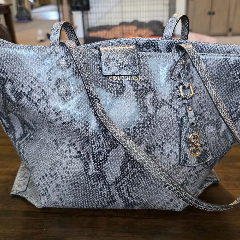 Cole Haan Gray Real Snake Skin Tote Bag